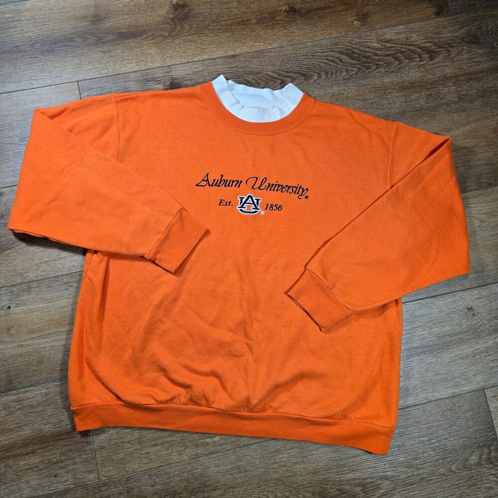 Vintage 90s Auburn Tigers Sweater Womens XL Orange Football Crewneck Colosseum